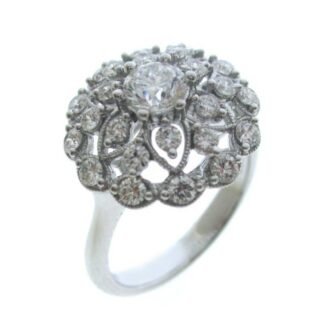 1231 - 18K White Gold Diamond Round Ring